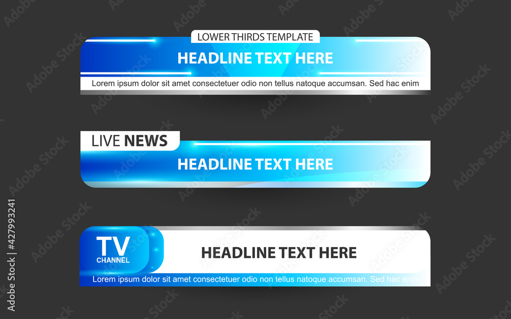 Wall mural set collection vector of broadcast news lower thirds template layout design banner for bar headline 