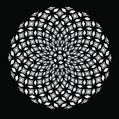 Geometric vector mandala with triangular elements. abstract ornament for wallpapers and backgrounds. Black and white colors. 