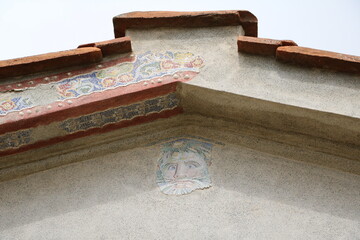 Antique painted walls in a house in Herculaneum, Italy