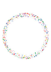 Multicolored Confetti Paint Background. Dot Element Illustration. Blue Celebration Circle. Orange Holiday Round Texture.