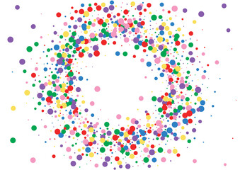 Multicolored Dot Graphic Background. Confetti Celebration Illustration. Yellow Catching Round. Red Circular Circle Texture.