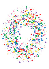 Blue Circle Decoration Texture. Dot Cartoon Illustration. Multicolored Bold Round. Red Blast Confetti Background.