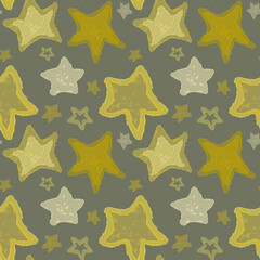 Bright seamless pattern,  stars on dark background.