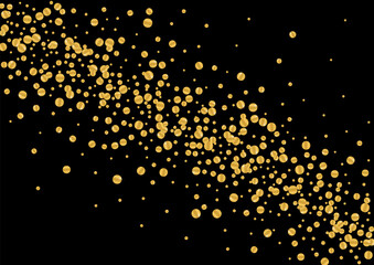 Fototapeta na wymiar Gold Vector Glitter Design. Beautiful Circle Texture. Golden Confetti Night Pattern. Shine Dot Frame. Yellow Round Illustration.