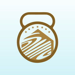 wood buildings Cross Fit gym equipment logo vector design