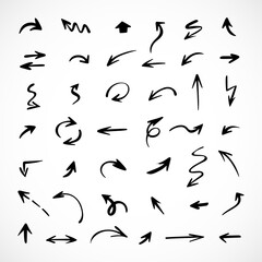 Vector set of hand-drawn arrows, elements for presentation