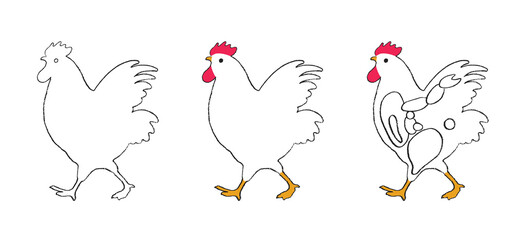 鶏のイラスト-手描き