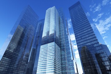 Obraz na płótnie Canvas Skyscrapers, high-rise modern buildings, cityscape, 3d rendering