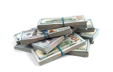 New design dollar bundles isolated on white background.