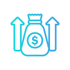 Money Growth icon vector illustration in gradient style about marketing and growth for any projects