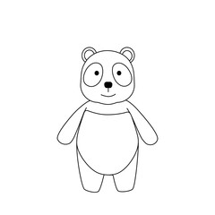Simple silhouette of a cartoon panda. Primitive outlines, a funny toy, a fantasy. Cute coloring book for small children, vector illustration