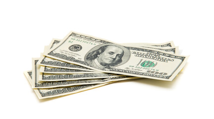 American dollars on white background