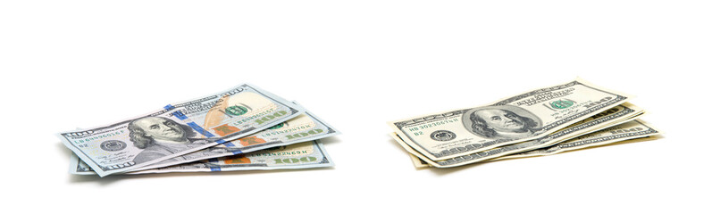 American dollars on white background