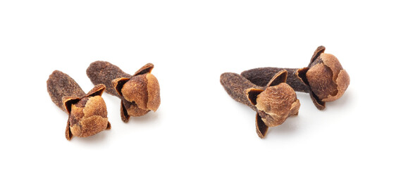 Spice cloves on white background