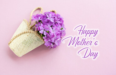 flowers composition and wishing text card happy mother's day - Romantic date, invitation, sweet wish concept	

