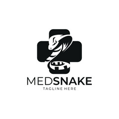 snake in cross sign.animal hospital logo, animal clinic and care center vector.

