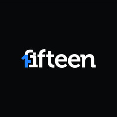 TYPOGRAPHY number logo FIFTEEN modern design.