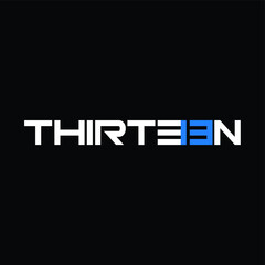 TYPOGRAPHY number logo THIRTEEN modern design.