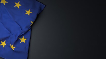 European flag on dark background. - obrazy, fototapety, plakaty