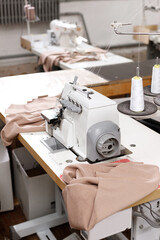 overlock machine at work at the factory