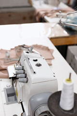 overlock machine on the seamstress's desktop
