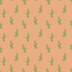 Vector seamless pattern with cacti. Natural summer print. Flat illustration.