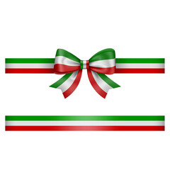 tricolor bow and ribbon green white and red  bow with ribbon italian or mexican flag colors