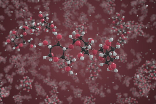 Dextrin molecule, ball-and-stick molecular model. Chemical 3d rendering