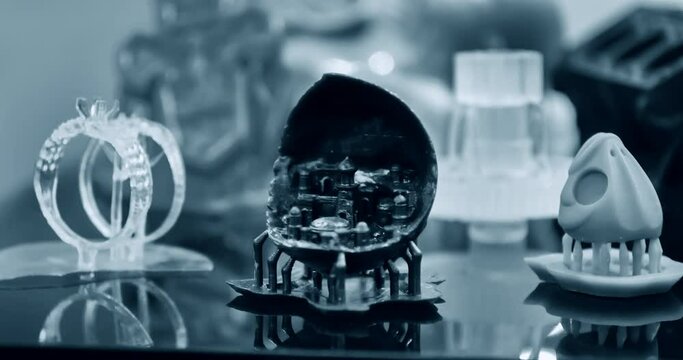 Objects photopolymer printed on stereolithography 3D printer,
