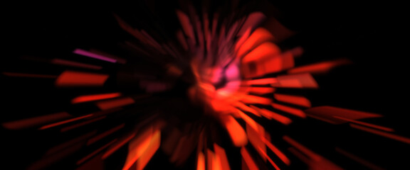 Light particle trails. Light explosion star with glowing particles and lines. Beautiful moving abstract rays background.