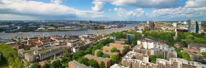 Fototapeta na wymiar Aerial view over Hamburg