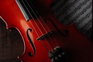 Composici&oacute;n de viol&iacute;n sobre partitura 