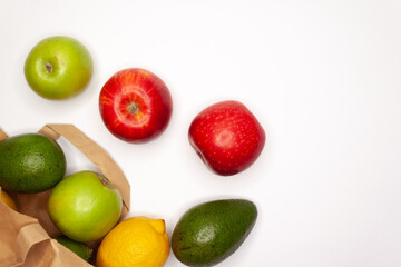 Vegetables and Fruits on white background