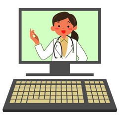 リモート診療をする女性医師