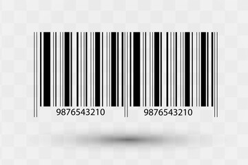 Realistic bar code icon. A modern simple flat barcode. Marketing, the concept of the Internet. Fashionable vector sign of a market trademark for website design, mobile application.