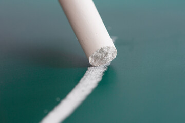 close up of white chalk writing on green blackboard © zhikun sun