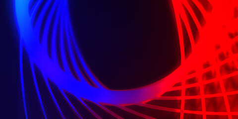 Neon colorful abstract design of light waves. Digital background with neon light glowing effect. Bright rays wallpaper.