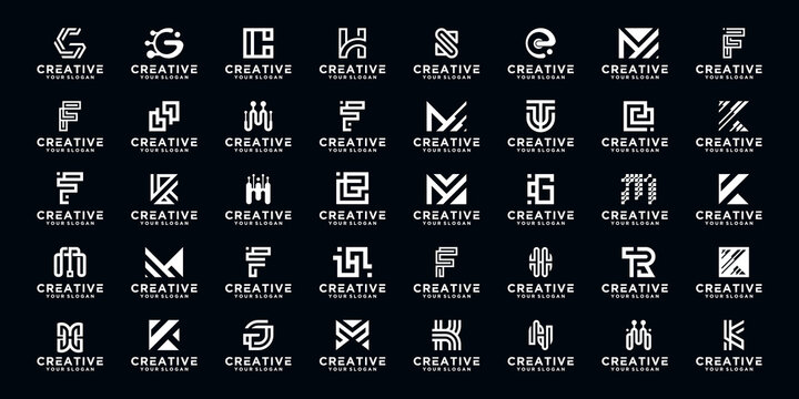 Set of abstract initial a-z.monogram logo design, icons for business