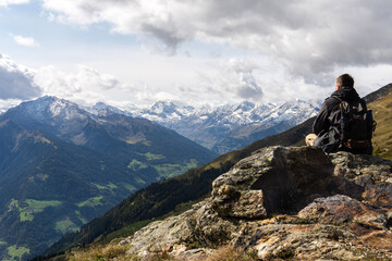 Fototapeta na wymiar hiker on top of mountain