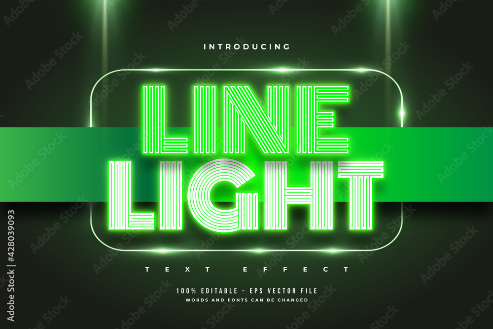Wall mural editable text effect with line style and glowing green neon effect