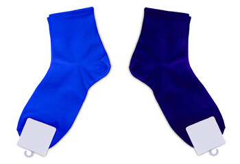 Blank socks blue and navy color on white background