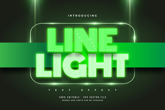 Editable Text Effect With Line Style And Glowing Green Neon Effect