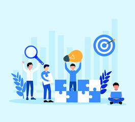 Business analytics, Research Strategy in flat concept