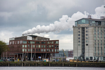 Smoke over buildings in Amsterdam