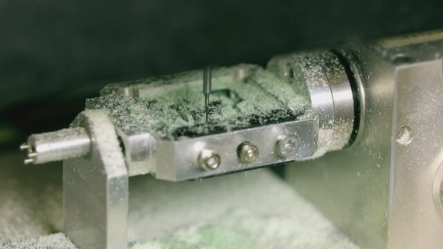 Close up shot of special machine with needle for hallmarking jewelry . Process of probing , marking , creating , designing precious ring . Jewellery industrial factory .  3d printing machine
