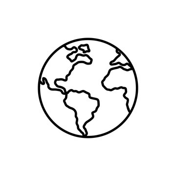 Earth doodle icon, vectorsimple line illustration