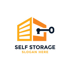 Self storage logo design template. Safe storage garage vector illustration. With concept of padlock and garage symbol combination.