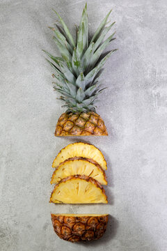 Pineapple on a grey linen background