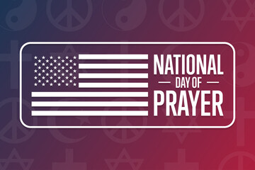 National Day of Prayer. Holiday concept. Template for background, banner, card, poster with text inscription. Vector EPS10 illustration.