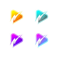 colorful vidio bolt logo design ilustration 